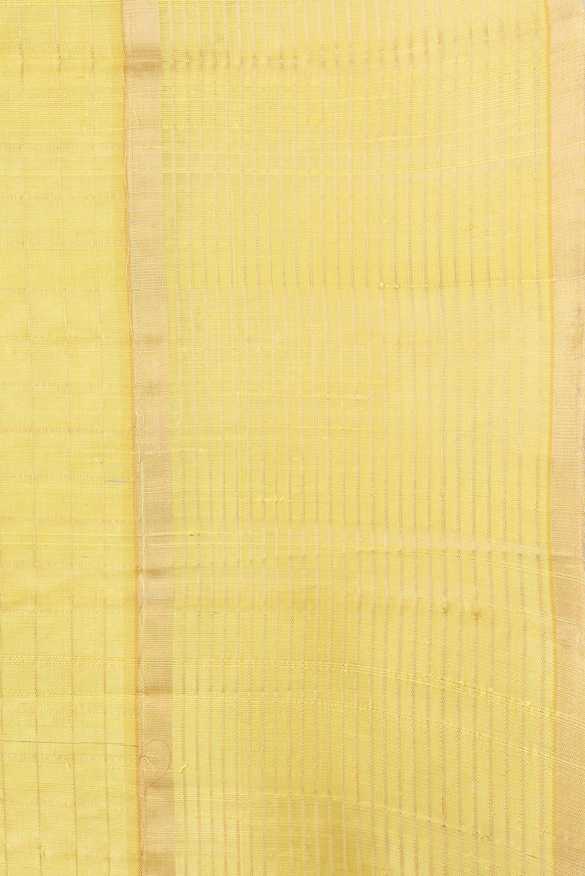 Border image of Lemon Yellow Dual Tone Raw Silk Saree with Checked design on the body and Zari Border. 