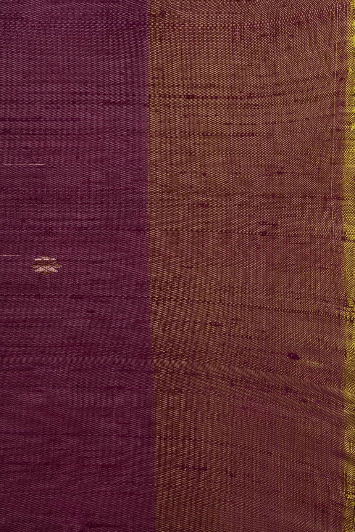 Border image of Purple Dual Tone Raw Silk Saree with Zari Butta on the body and Plain Border. 
