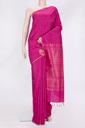 Pink Dual Tone Raw Silk Saree with Plain Body and Fancy Border.  displayed on a mannequin