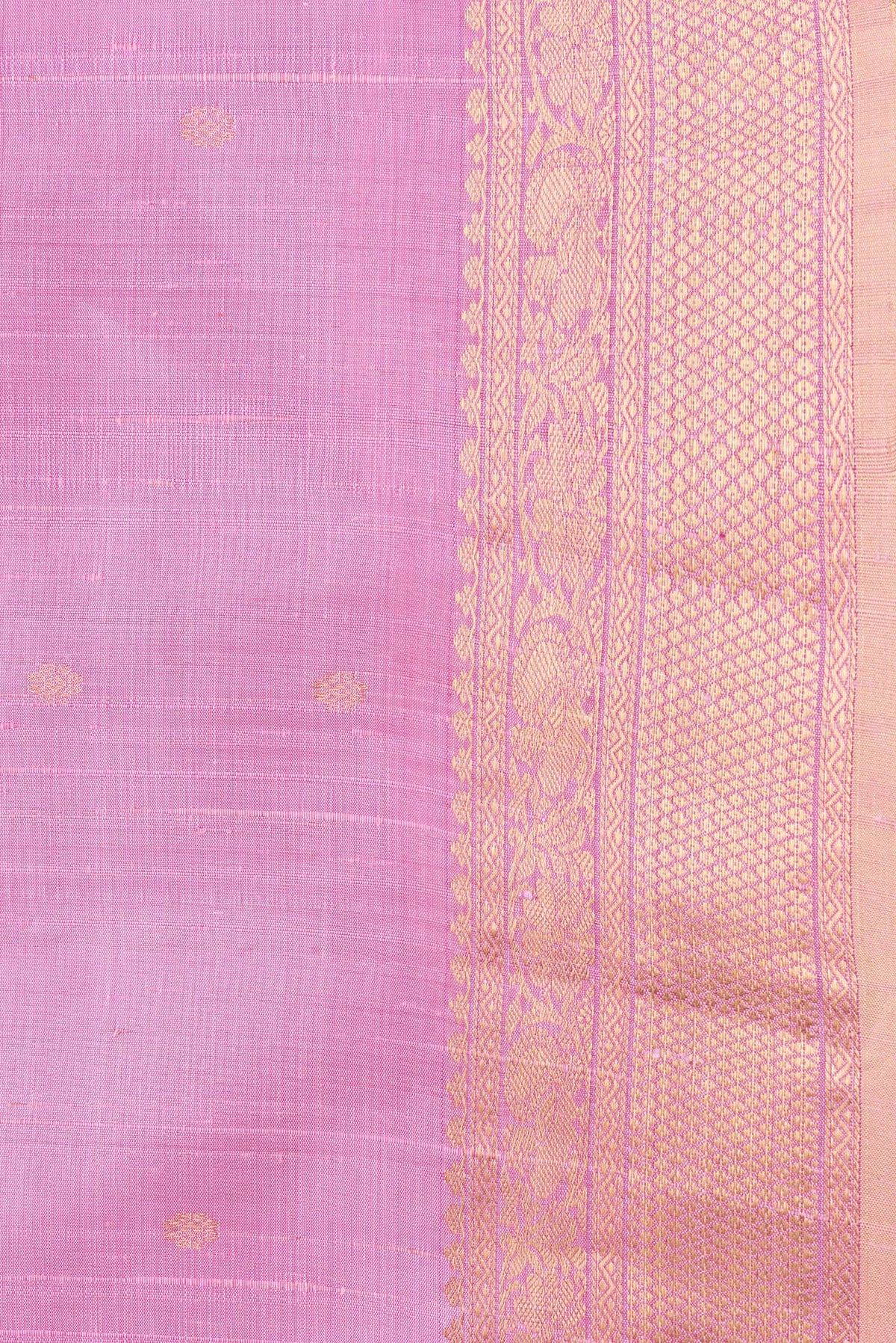 Border image of Pink Dual Tone Raw Silk Saree with Zari Butta on the body and Zari Border. 