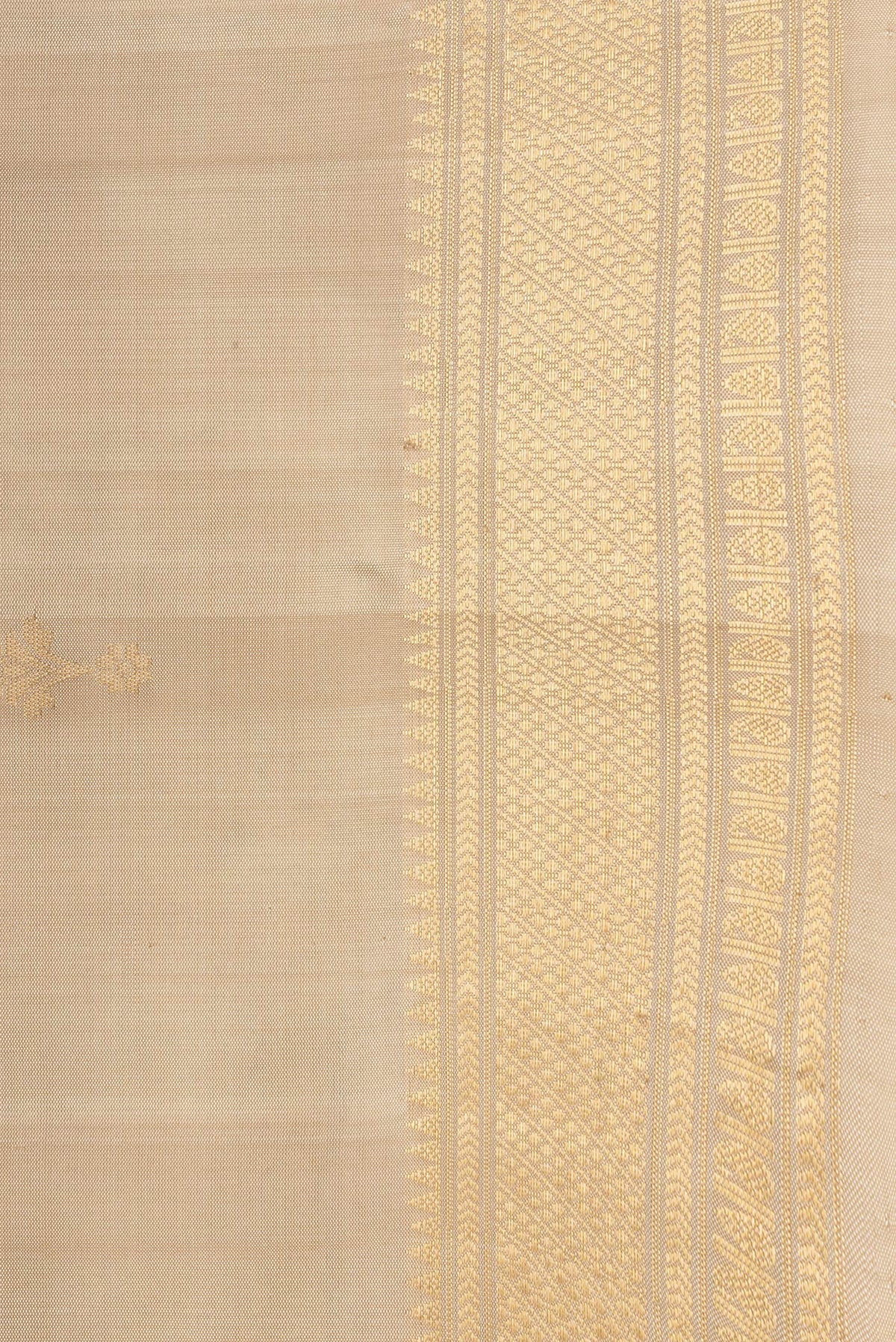 Border image of Sandal Dual Tone Soft Silk Saree with Zari Butta on the body and Zari Border. 