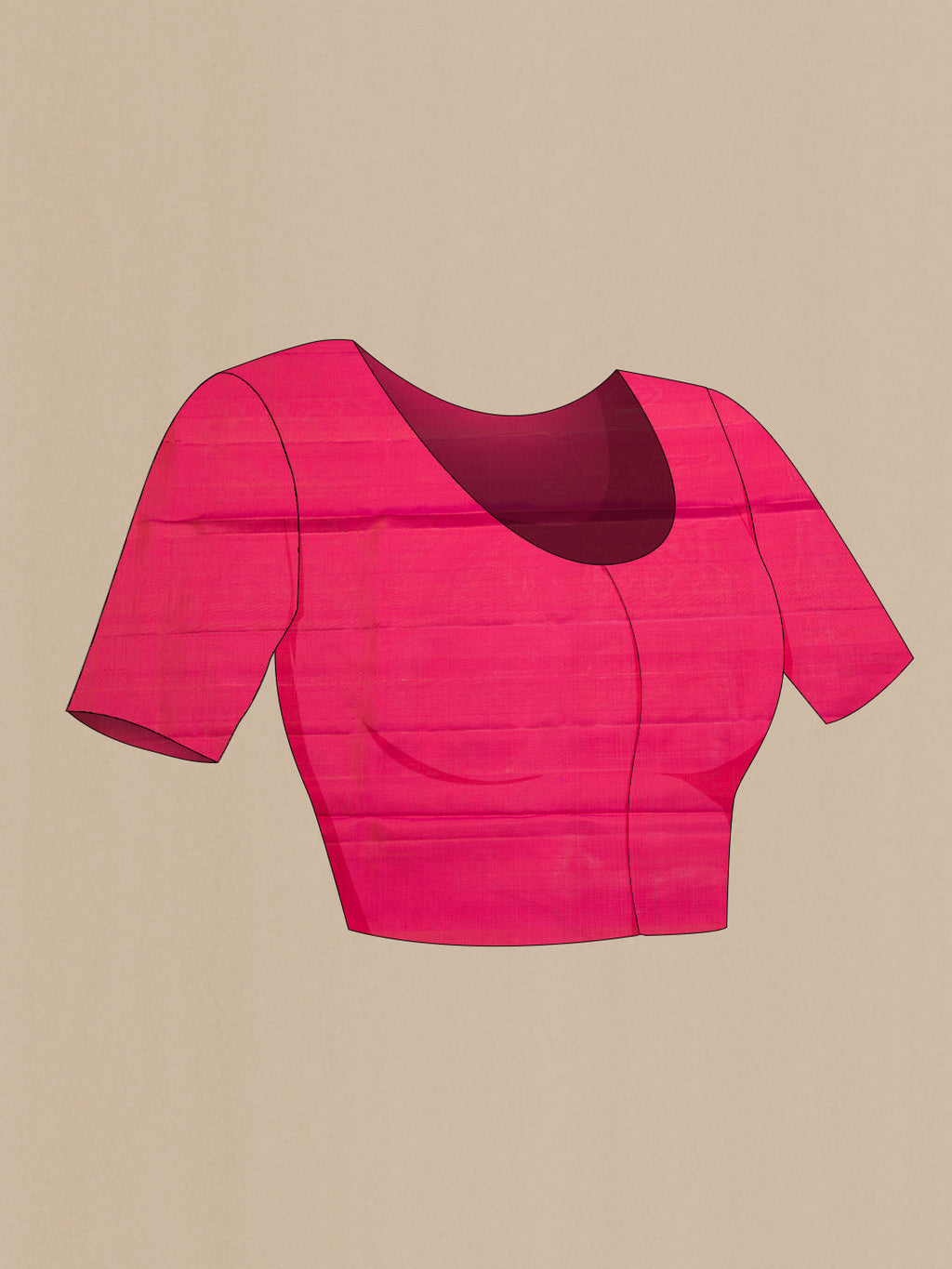 Close up image of the blouse of Pink Dual Tone Soft Silk Saree with Stripes on the body and Without Border. 