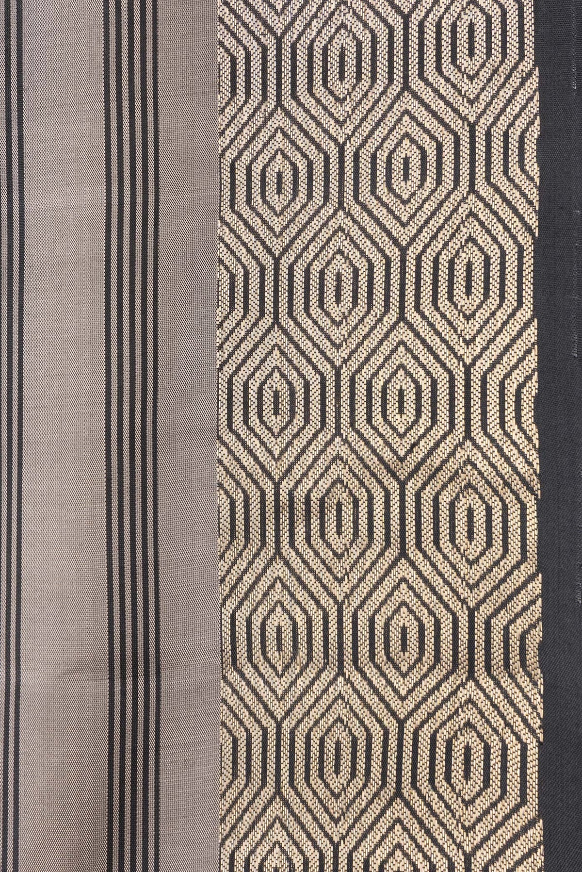 Border image of Grey Dual Tone Soft Silk Saree with Stripes on the body and Zari Border. 