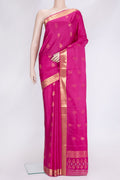 Pink Dual Tone Soft Silk Saree with Zari Butta on the body and Zari Border.  displayed on a mannequin