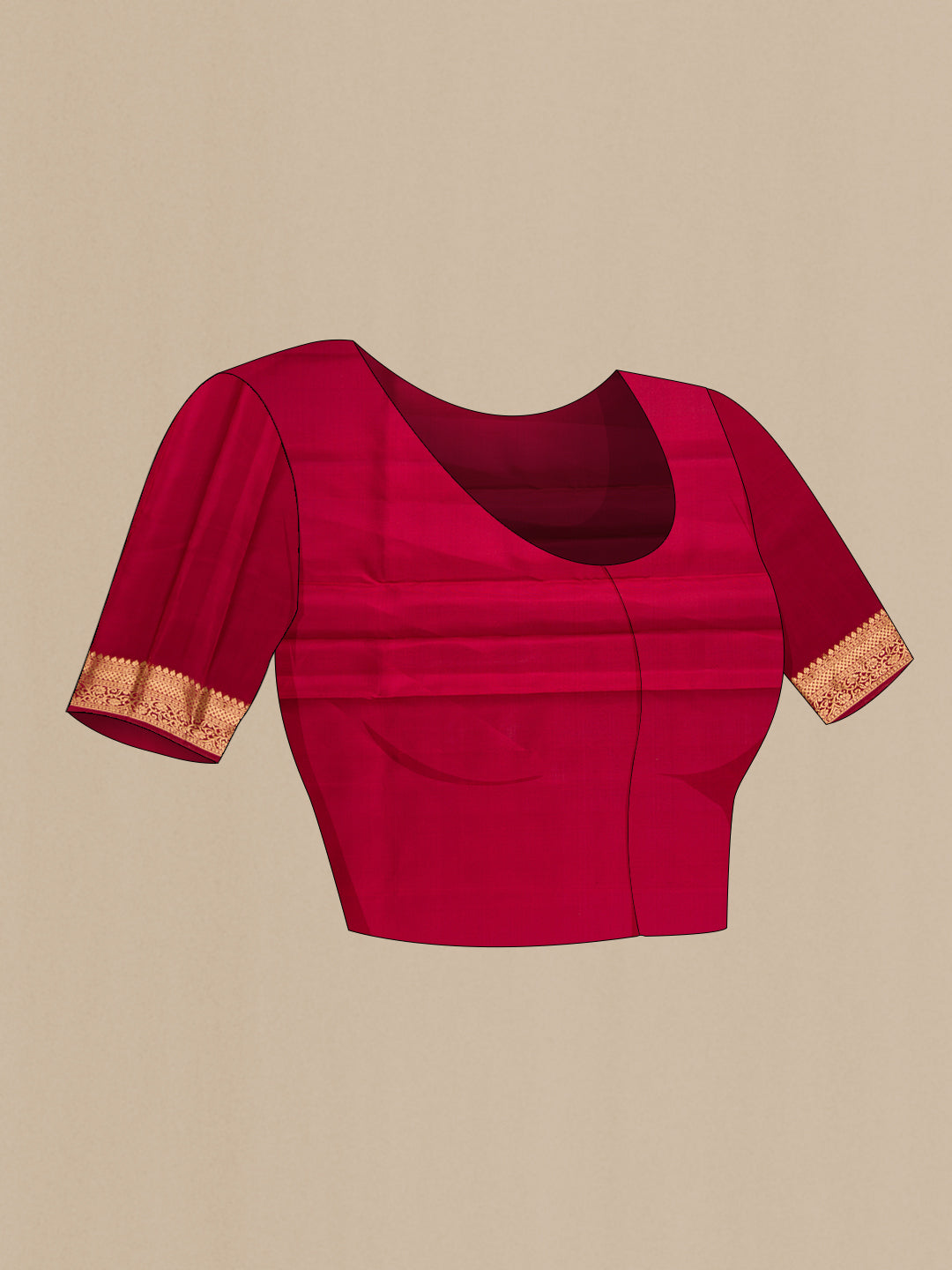 Close up image of the blouse of Green Dual Tone Soft Silk Nine Yards Saree with Zari Butta on the body and Zari Border. 
