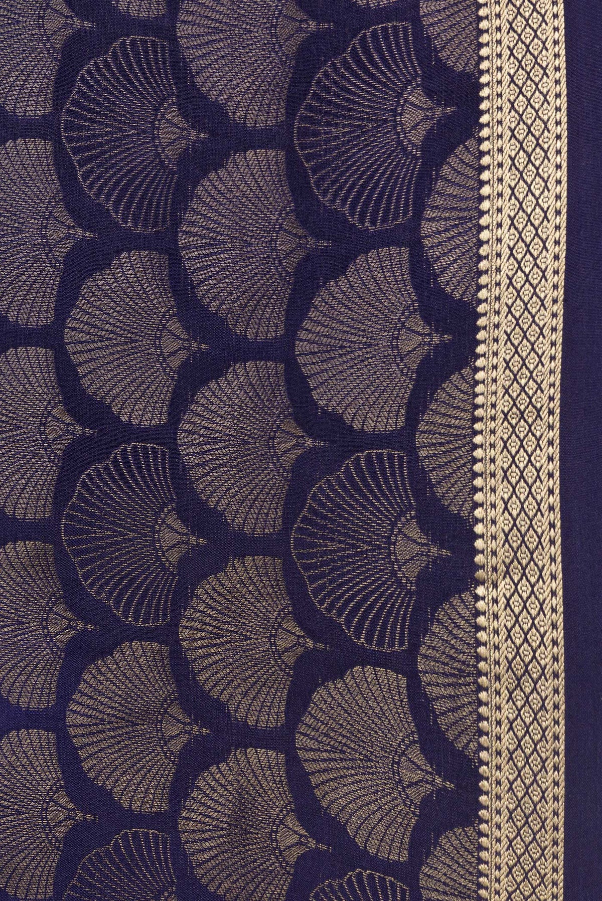 Border image of Navy Blue Dual Tone Tussar Silk Saree with Zari Brocade on the body and Zari Border. 
