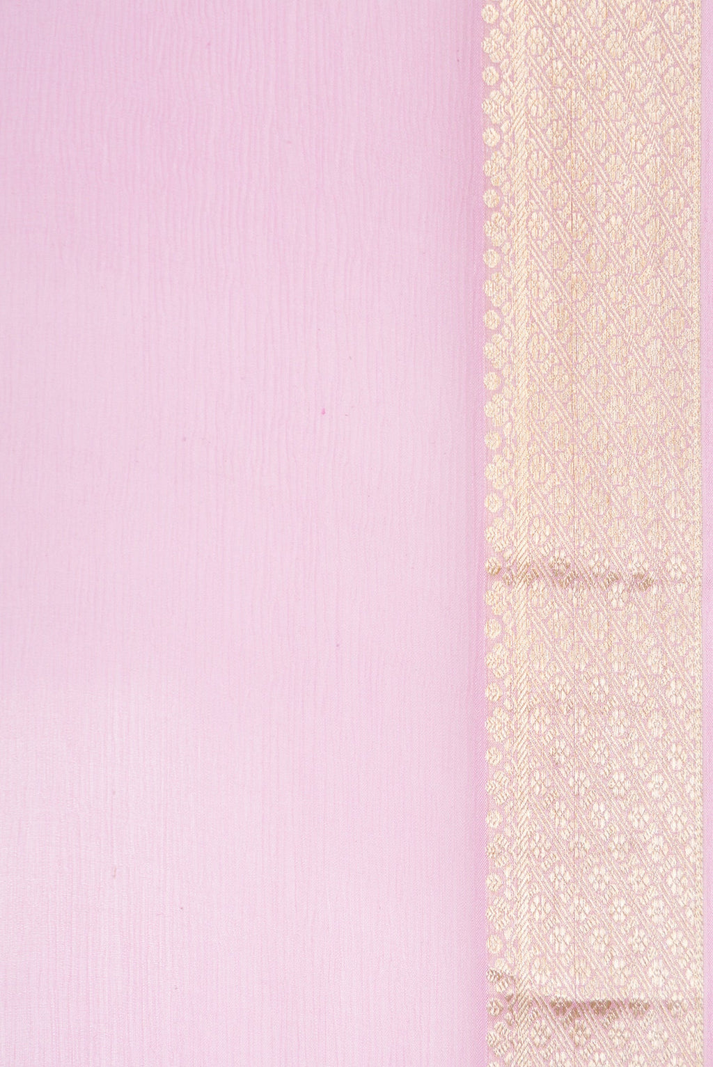 Border image of Lavender Dual Tone Mysore Chiffon Saree with Plain Body and Zari Border. 