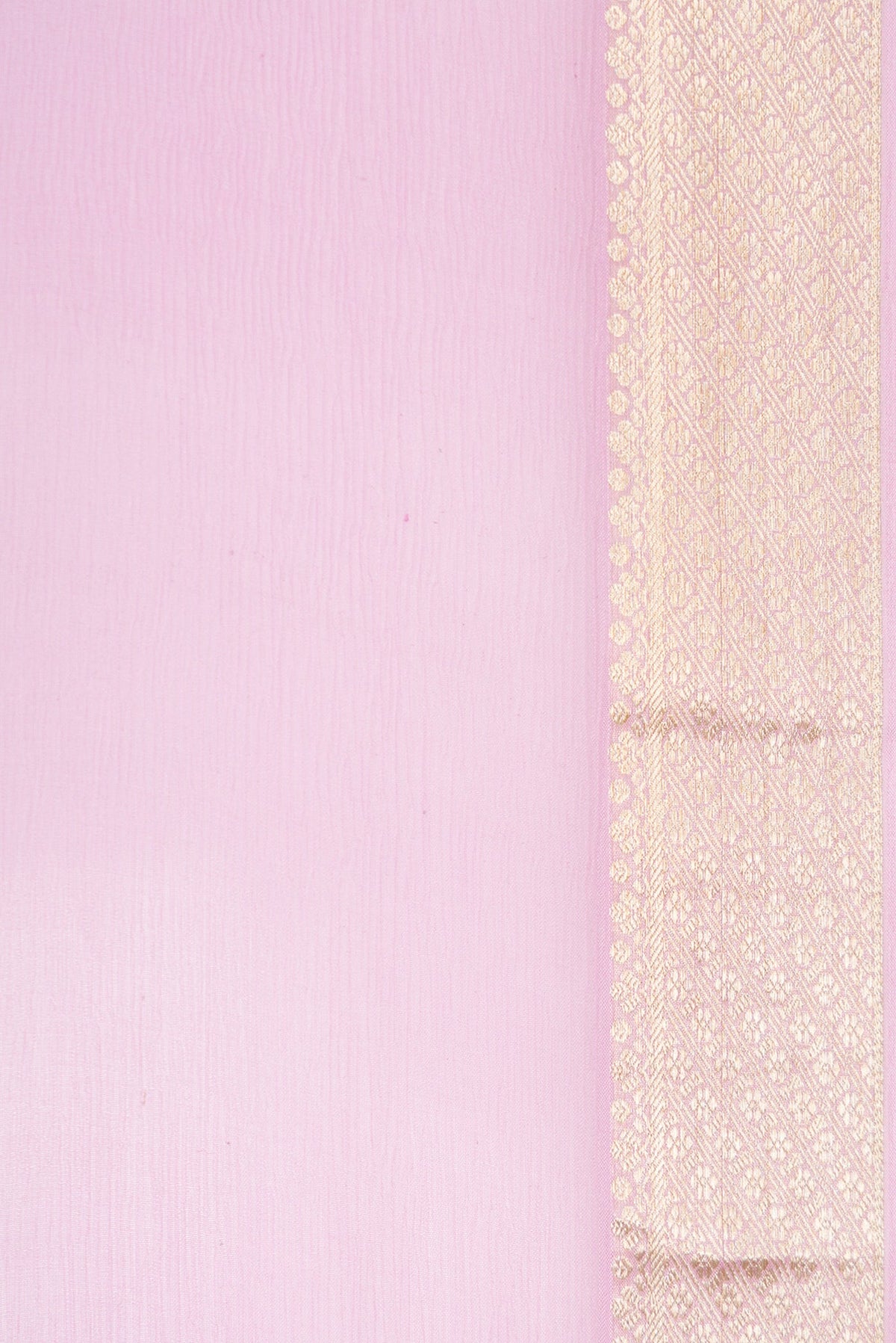 Border image of Lavender Dual Tone Mysore Chiffon Saree with Plain Body and Zari Border. 