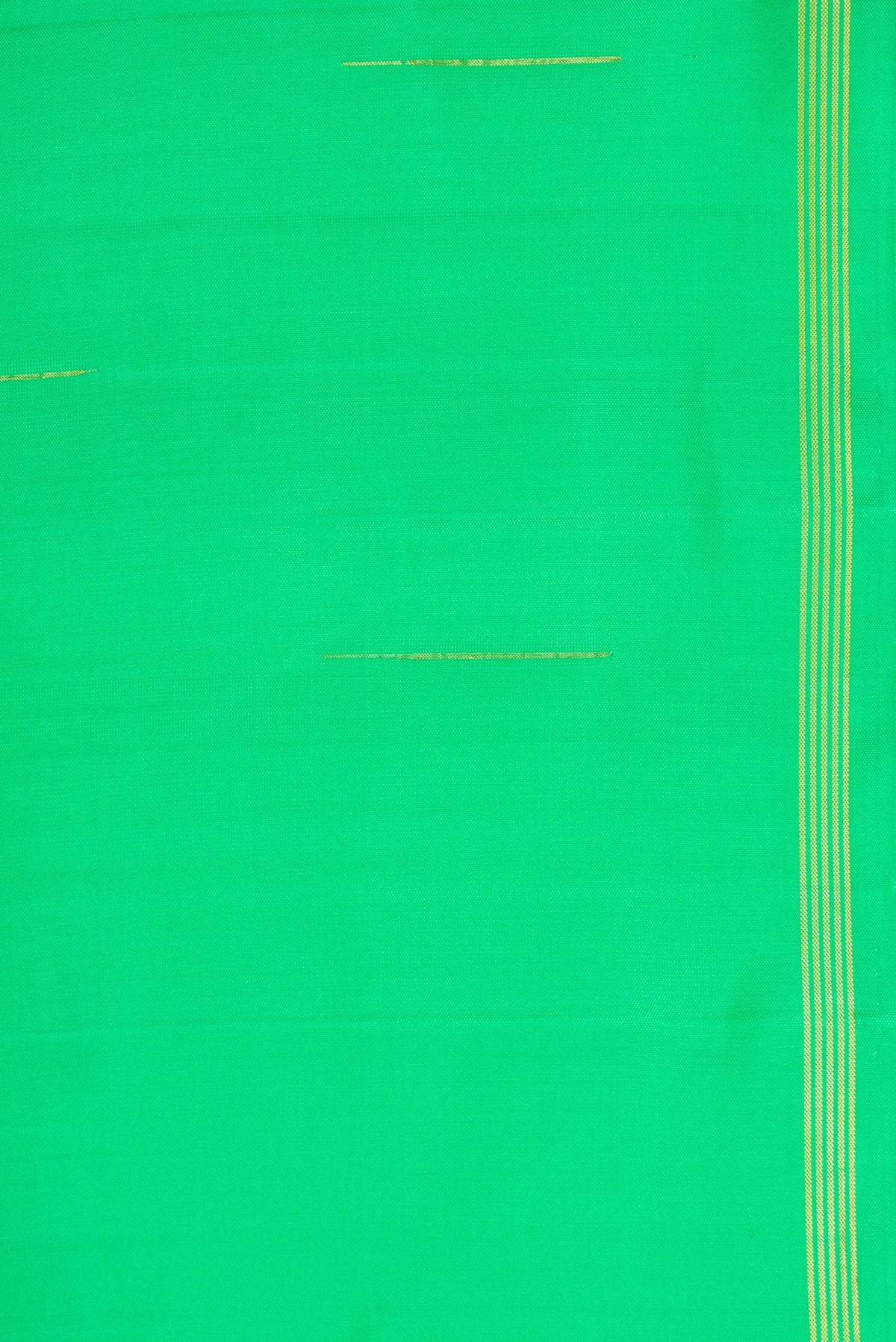 Border image of Parrot Green Dual Tone Kanjivaram Silk Saree with Zari Butta on the body and Zari Border. 