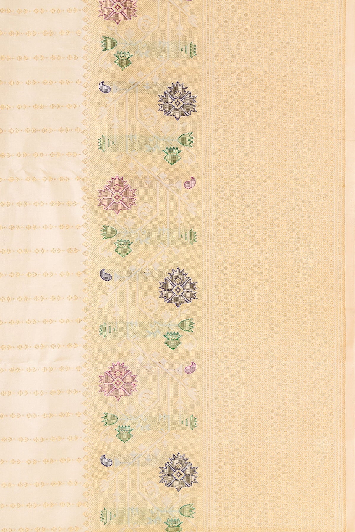 Border image of Sandal Dual Tone Kanchipuram Silk Saree with Stripes on the body and Fancy Border. 