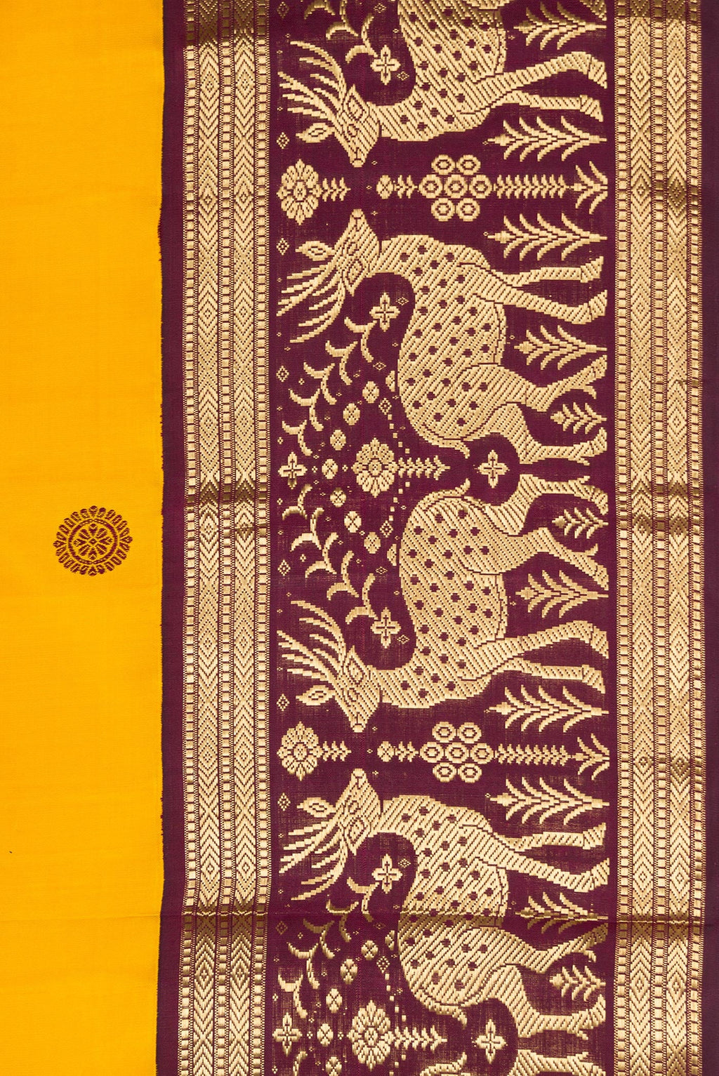 Border image of Mustard Dual Tone Kanjivaram Silk Saree with Thread Butta on the body and Fancy Border. 