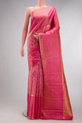 Pink Dual Tone Kanchipuram Silk Saree with Jacquard With Zari Butta on the body and Zari Border.  displayed on a mannequin