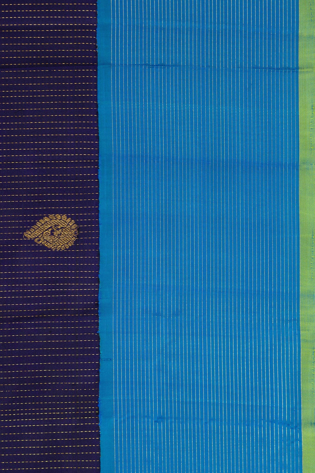 Border image of Navy Blue Dual Tone Kanjivaram Silk Saree with Zari Butta on the body and Zari Border. 