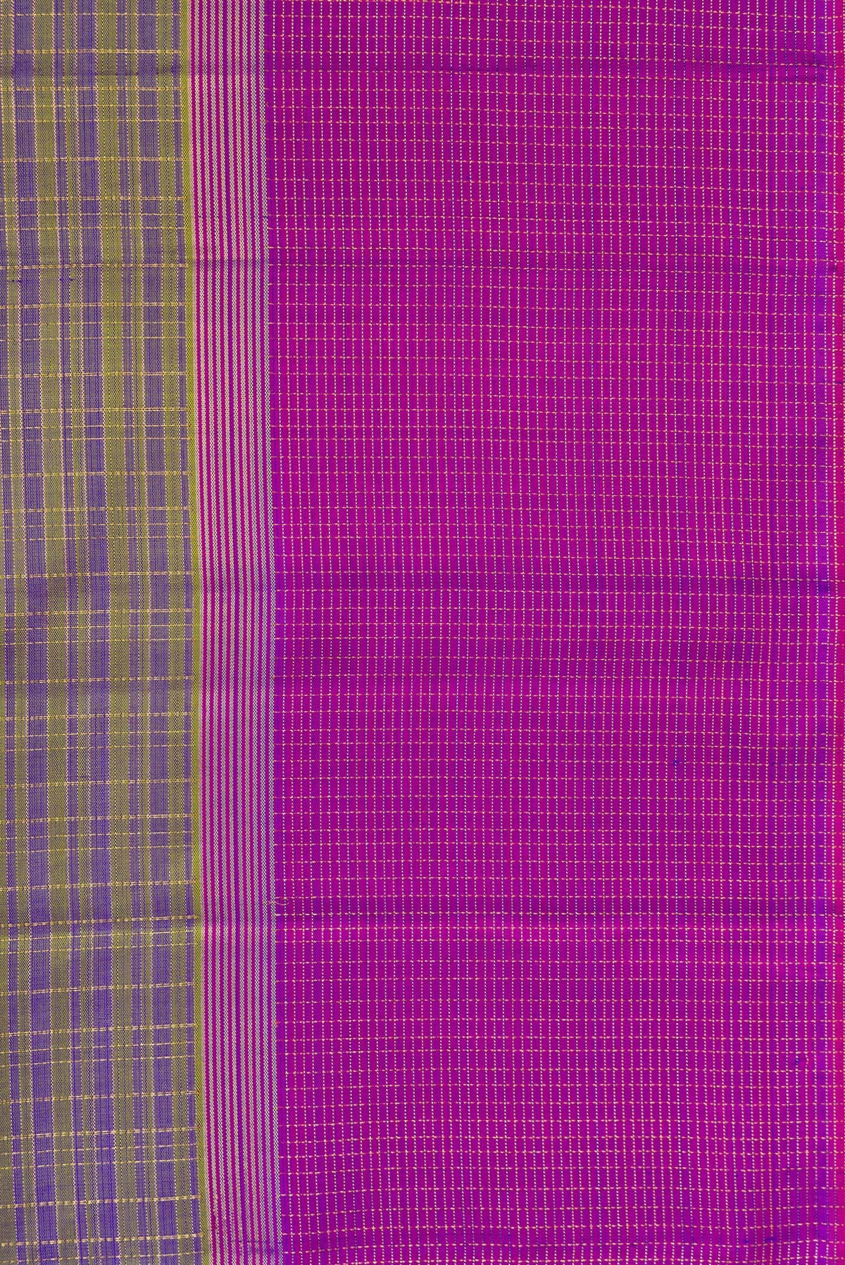 Border image of Blue Dual Tone Kanjivaram Silk Saree with Checked design on the body and Zari Border. 