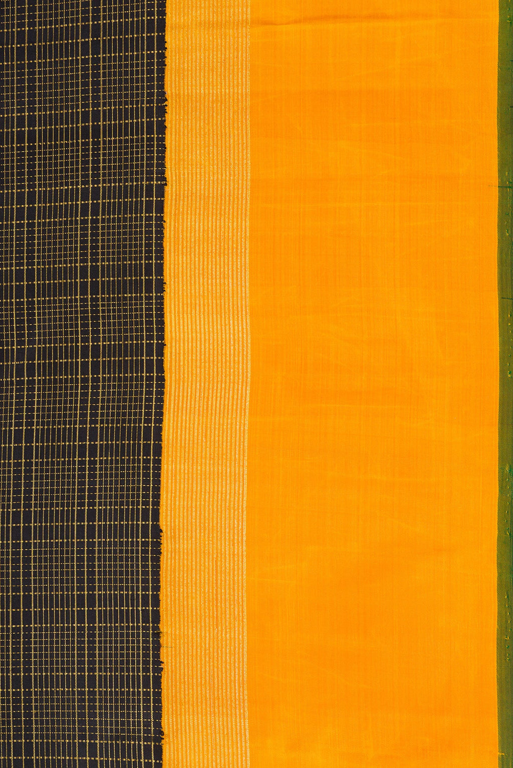 Border image of Black Dual Tone Kanjivaram Silk Saree with Checked design on the body and Zari Border. 