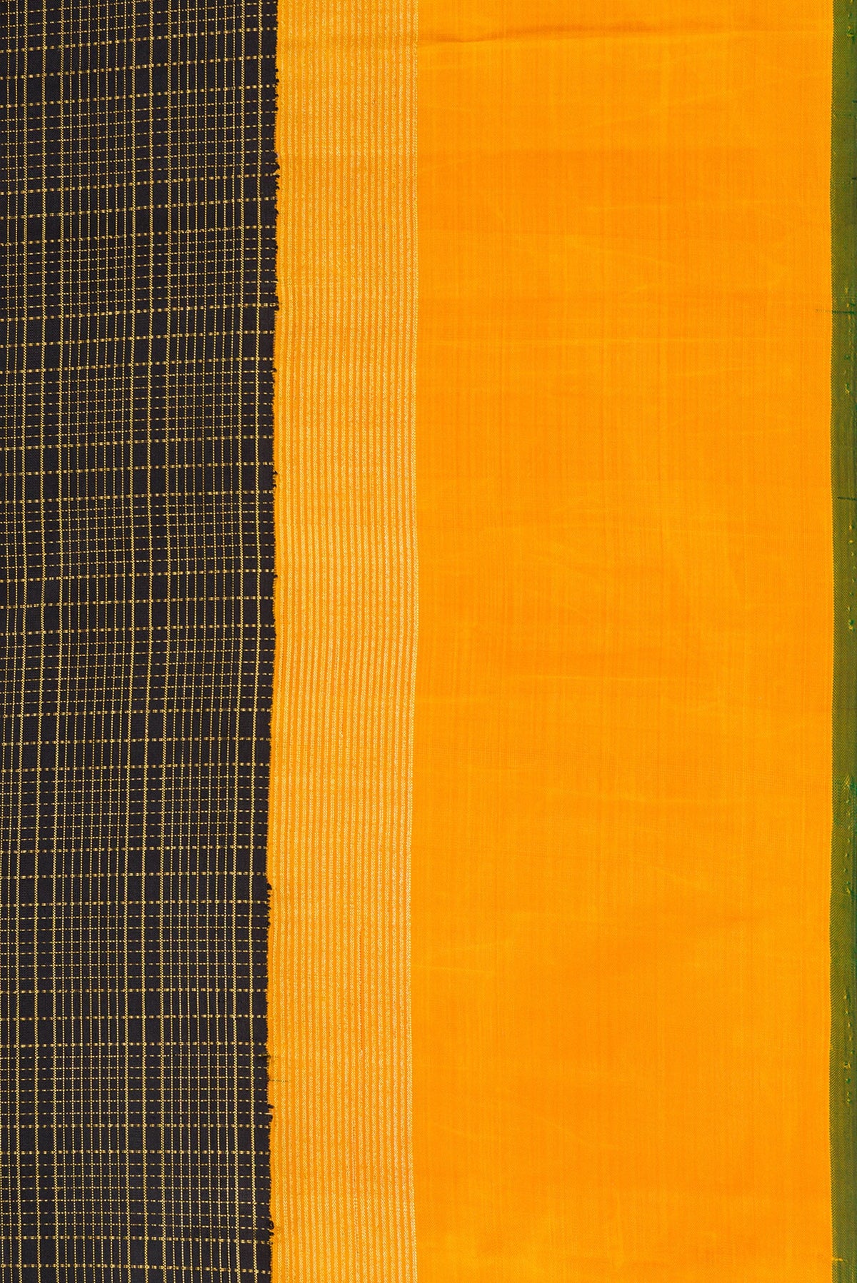 Border image of Black Dual Tone Kanjivaram Silk Saree with Checked design on the body and Zari Border. 
