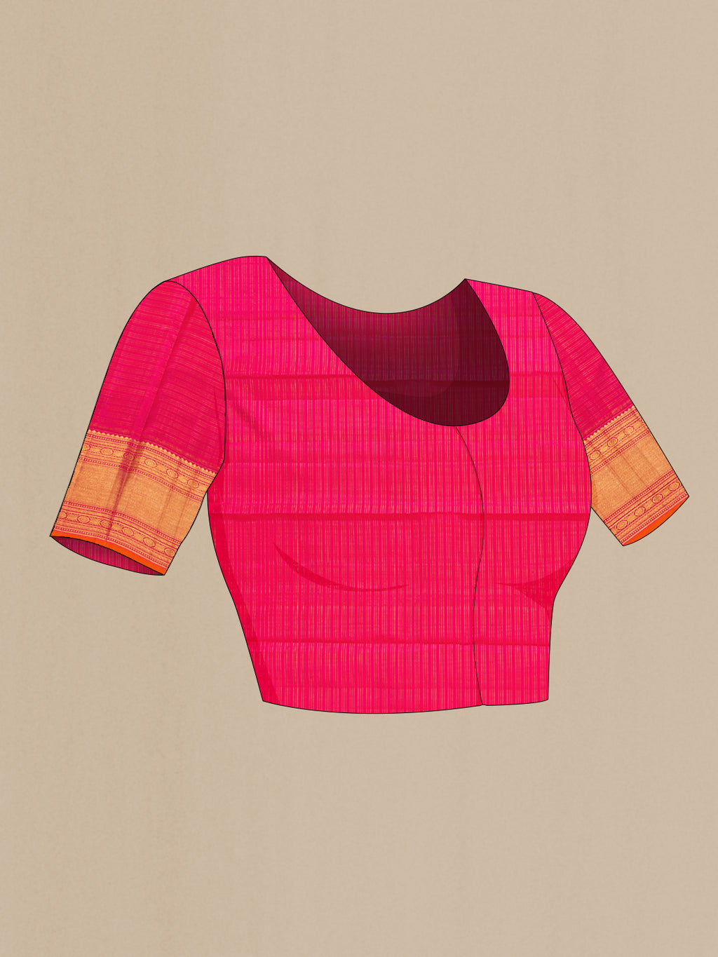 Close up image of the blouse of Bottle Green Kanchipuram Silk Saree with Checked design on the body and Zari Border. 