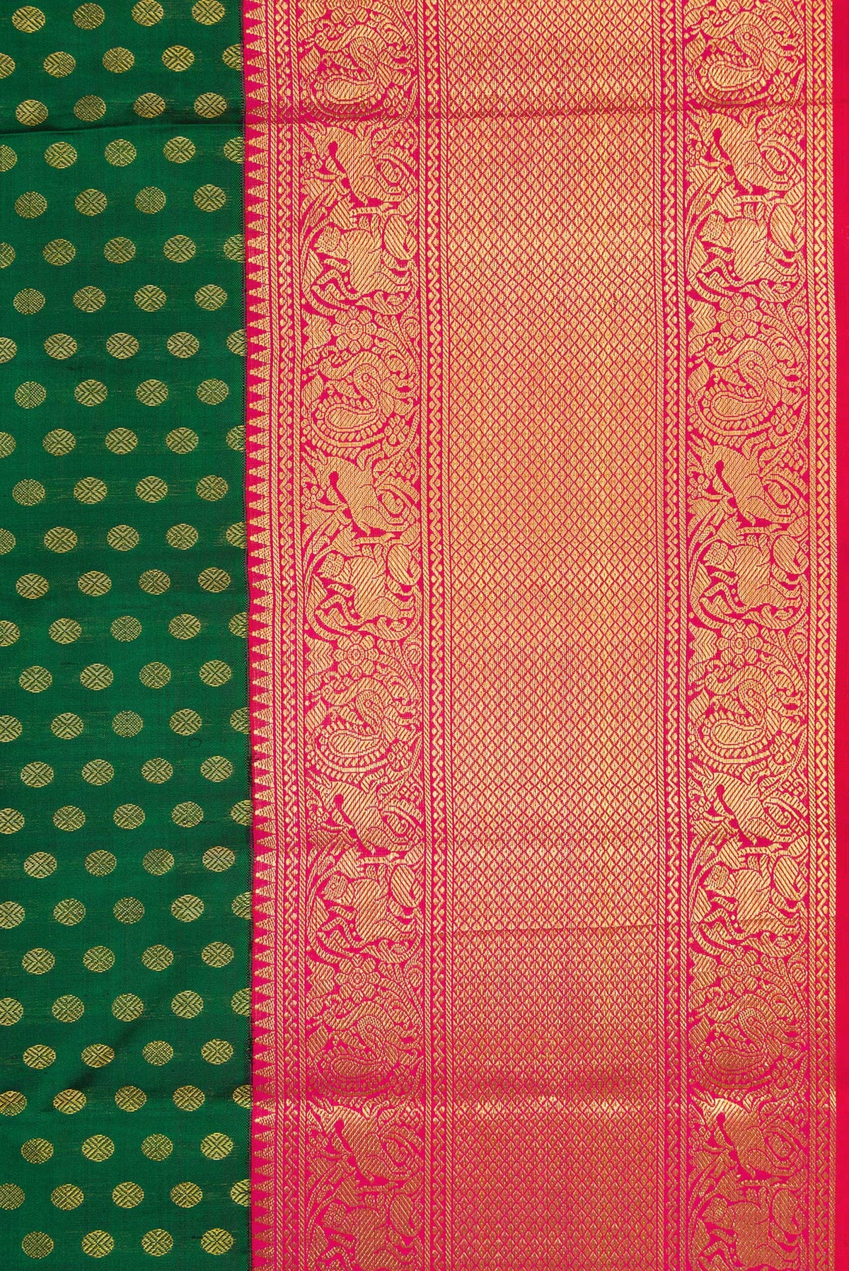 Border image of Green Dual Tone Kanchipuram Silk Saree with Zari Brocade on the body and Zari Border. 