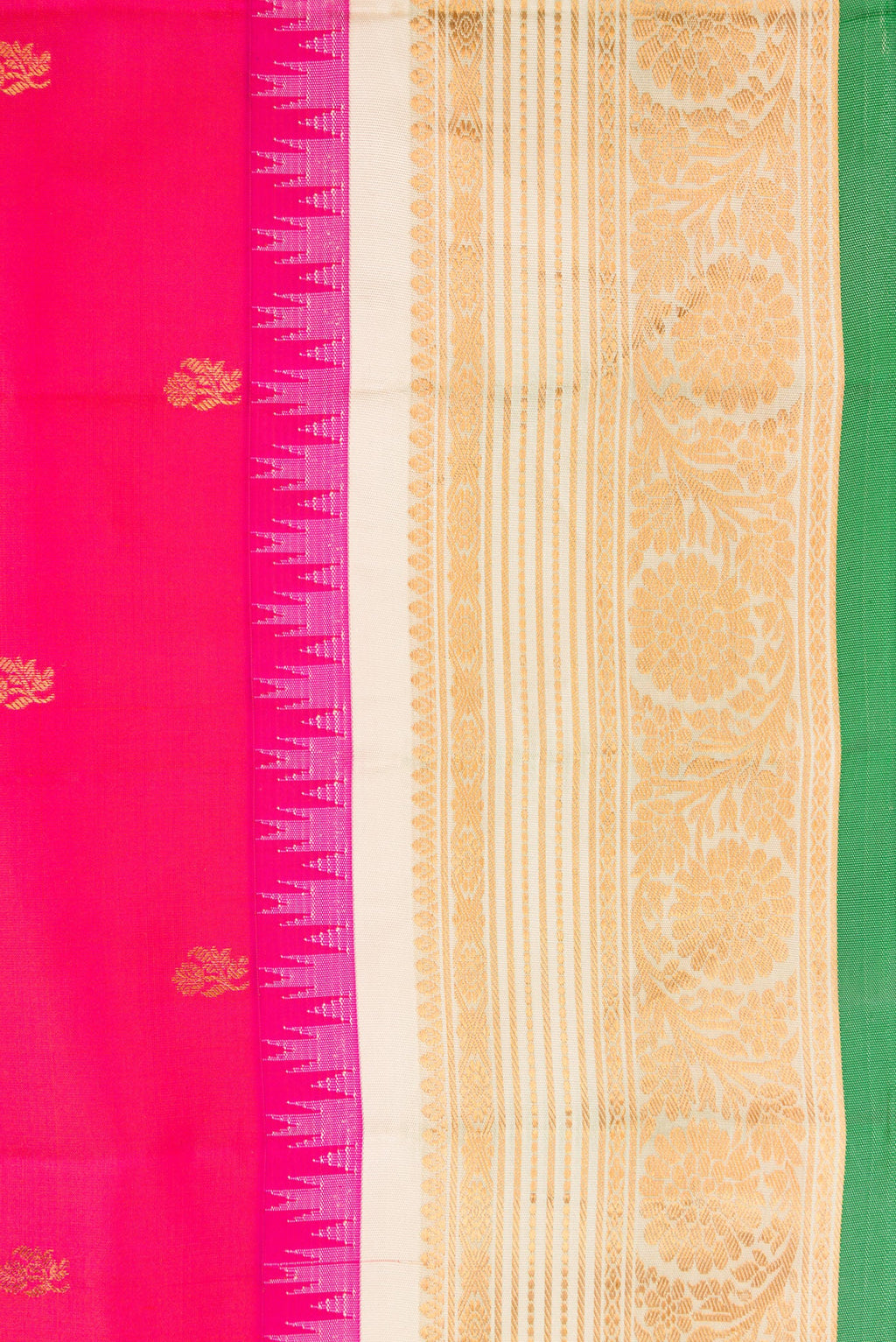 Border image of Pink Dual Tone Gadwal Silk Saree with Zari Butta on the body and Zari Border. 