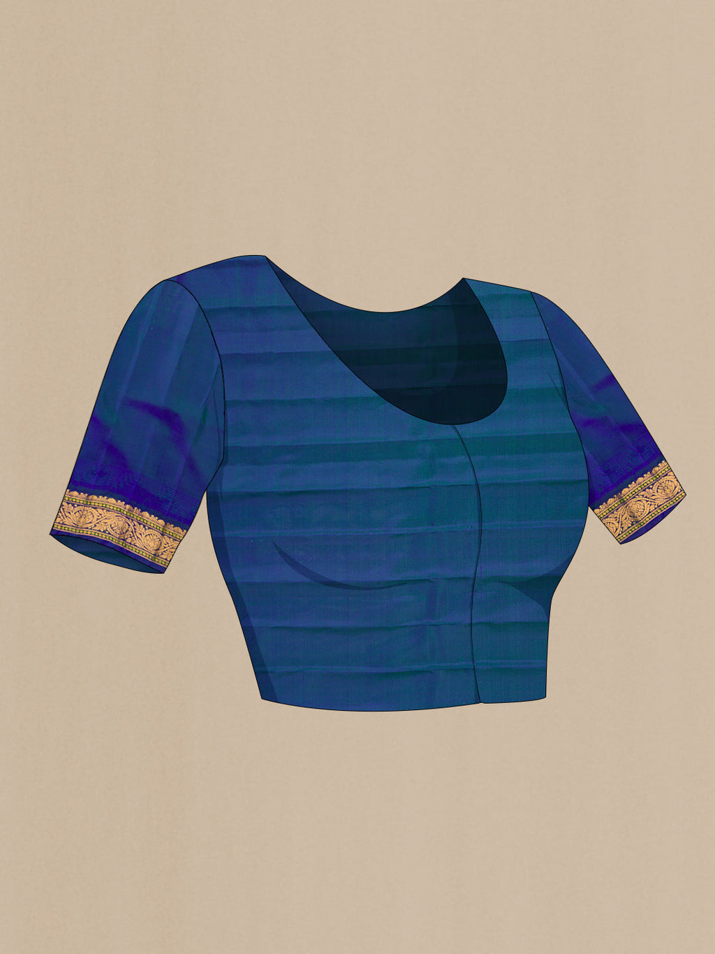 Close up image of the blouse of Pink Dual Tone Gadwal Silk Saree with Checked design on the body and Temple Border. 