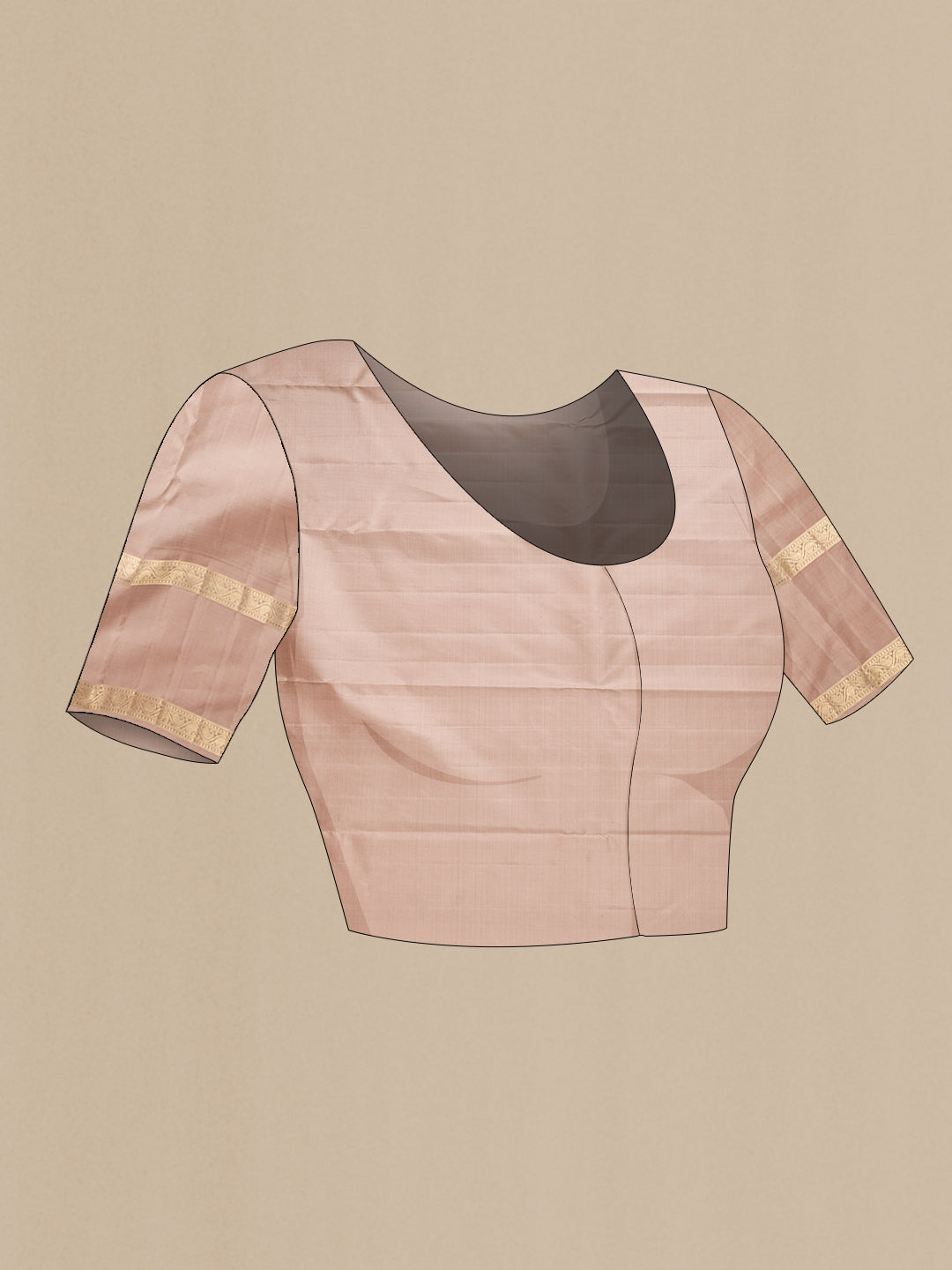 Close up image of the blouse of Pink Dual Tone Kanjivaram Silk Saree with Zari Butta on the body and Zari Border. 
