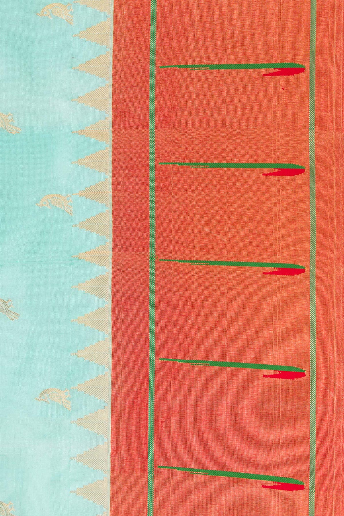 Border image of Light Blue Dual Tone Paithani Silk Saree with Zari Butta on the body and Paithani Border. 