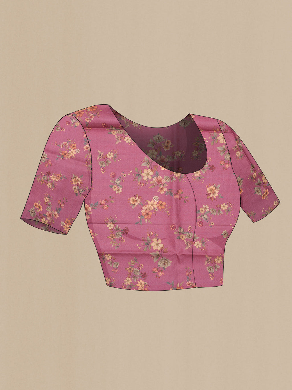 Close up image of the blouse of Pink Dual Tone Tussar Silk Saree with Stripes on the body and Fancy Border. 