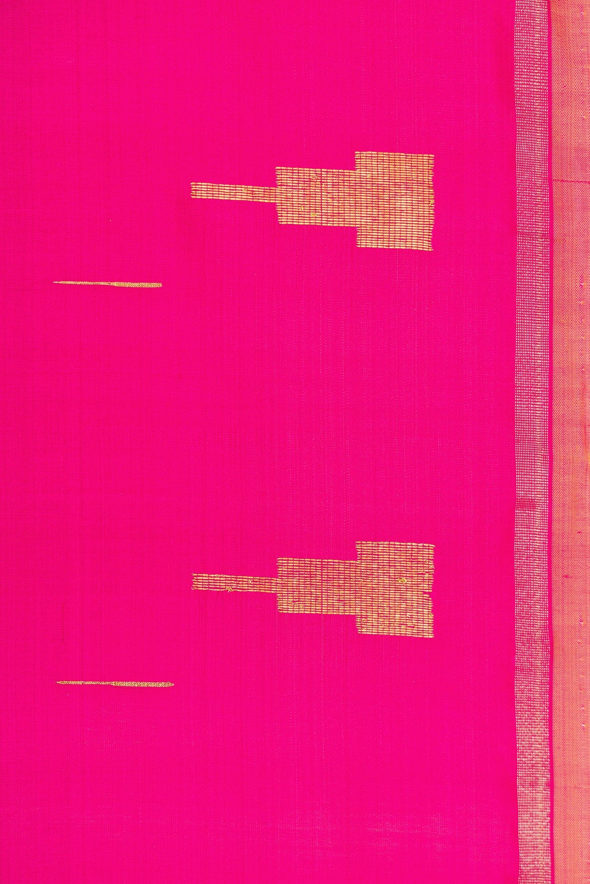 Border image of Pink Dual Tone Kanchipuram Silk Saree with Plain Body and Zari Border. 