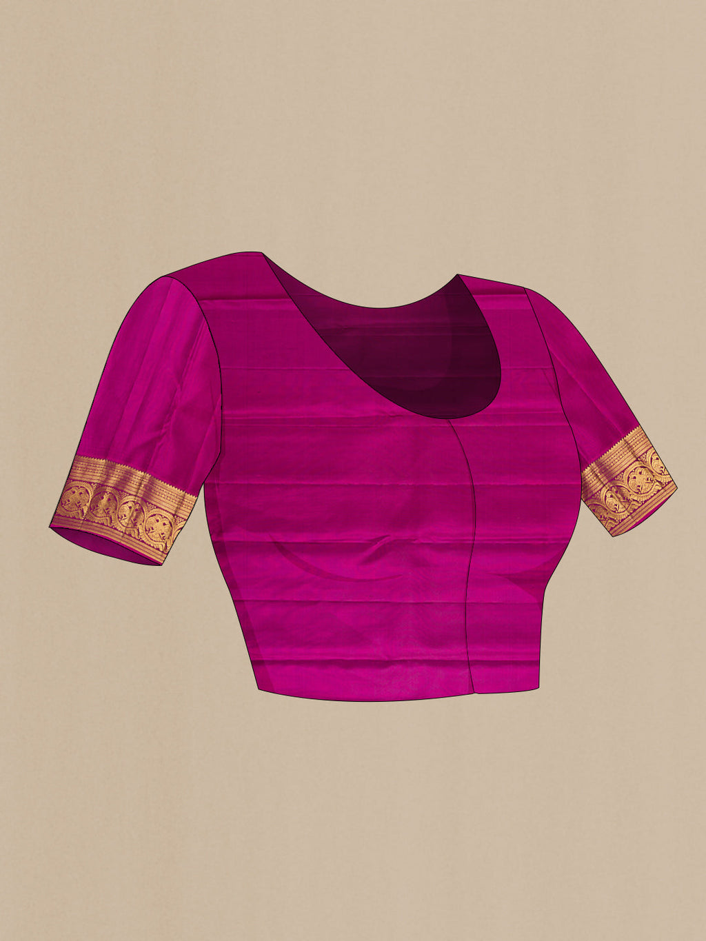 Close up image of the blouse of Bottle Green Dual Tone Kanchipuram Silk Saree with Zari Brocade on the body and Zari Border. 