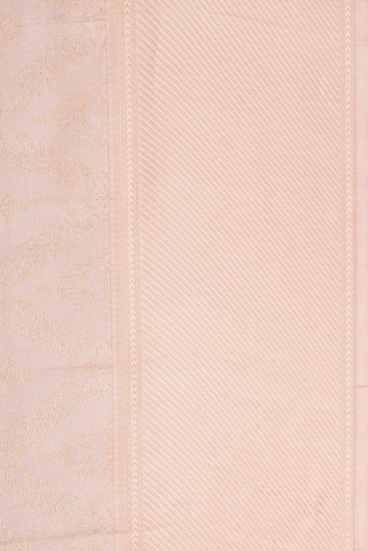 Border image of Rose Gold Dual Tone Kanchipuram Silk Saree with Zari Brocade on the body and Zari Border. 