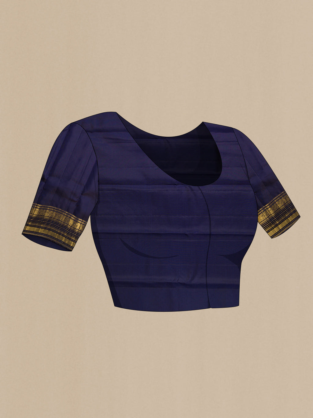 Close up image of the blouse of Lavender Dual Tone Kanchipuram Silk Saree with Zari Brocade on the body and Zari Border. 