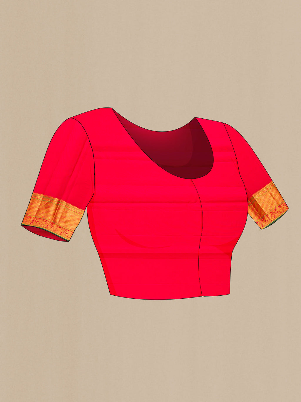 Close up image of the blouse of Off White Dual Tone Kanjivaram Silk Saree with Zari Brocade on the body and Zari Border. 