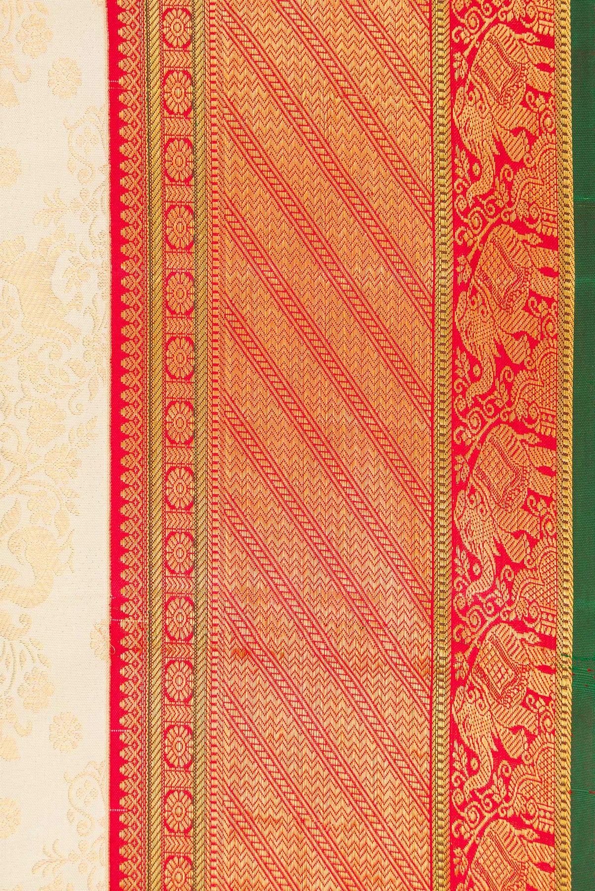Border image of Off White Dual Tone Kanjivaram Silk Saree with Zari Brocade on the body and Zari Border. 