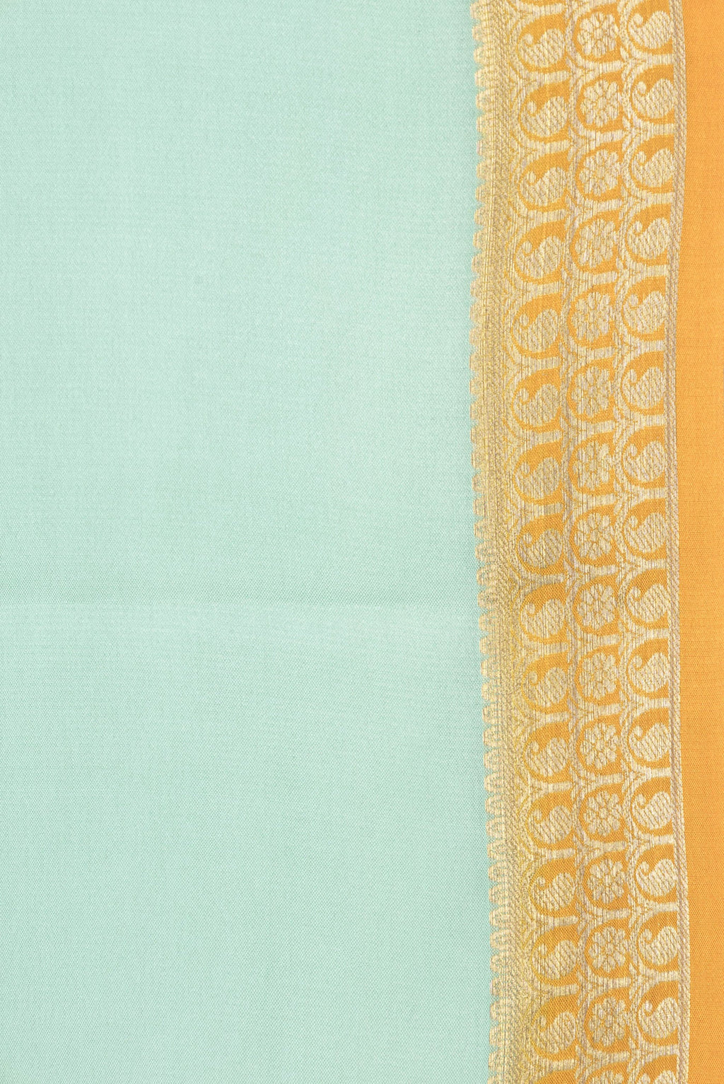 Border image of Pista Green Dual Tone Mysore Silk Saree with Plain Body and Zari Border. 