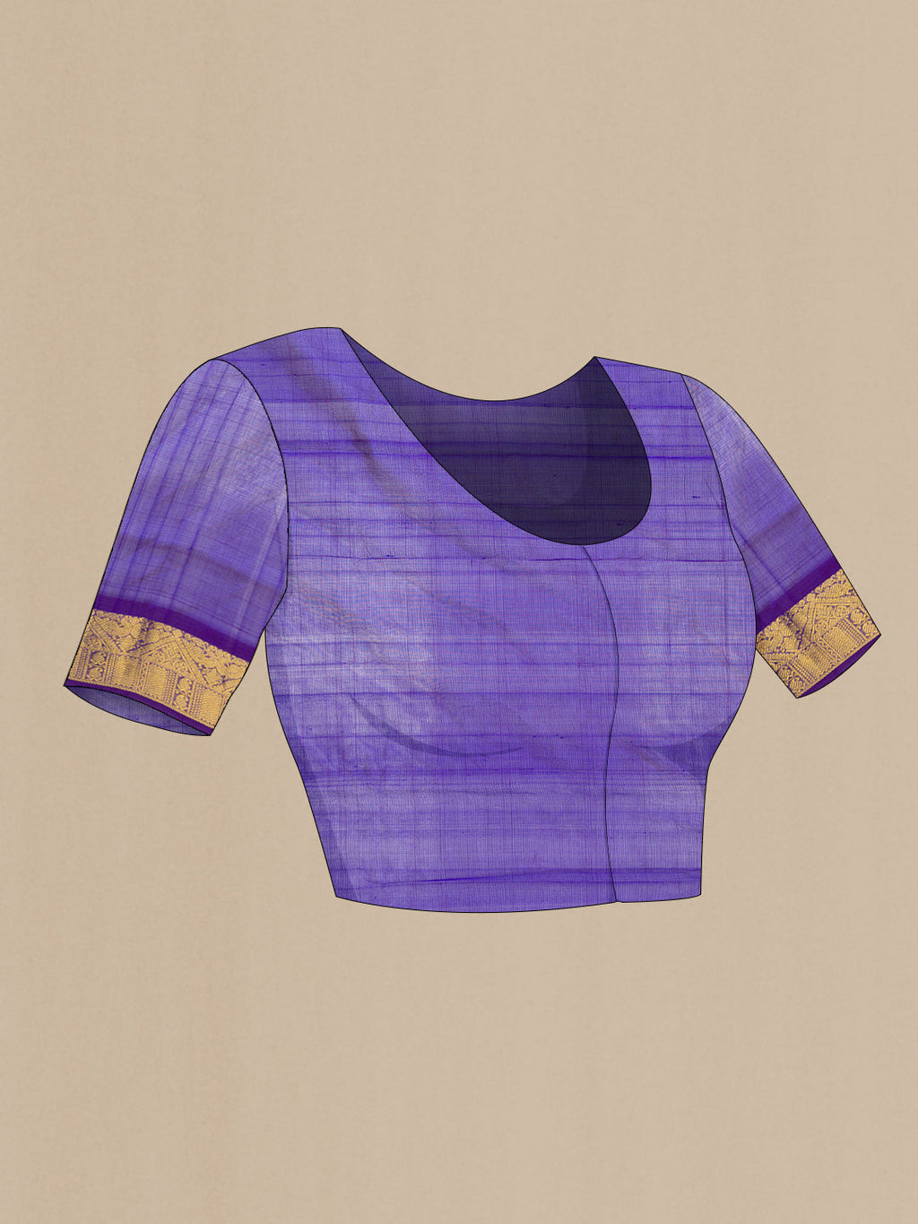 Close up image of the blouse of Pista Green Dual Tone Silk Cotton Saree with Checked design on the body and Zari Border. 