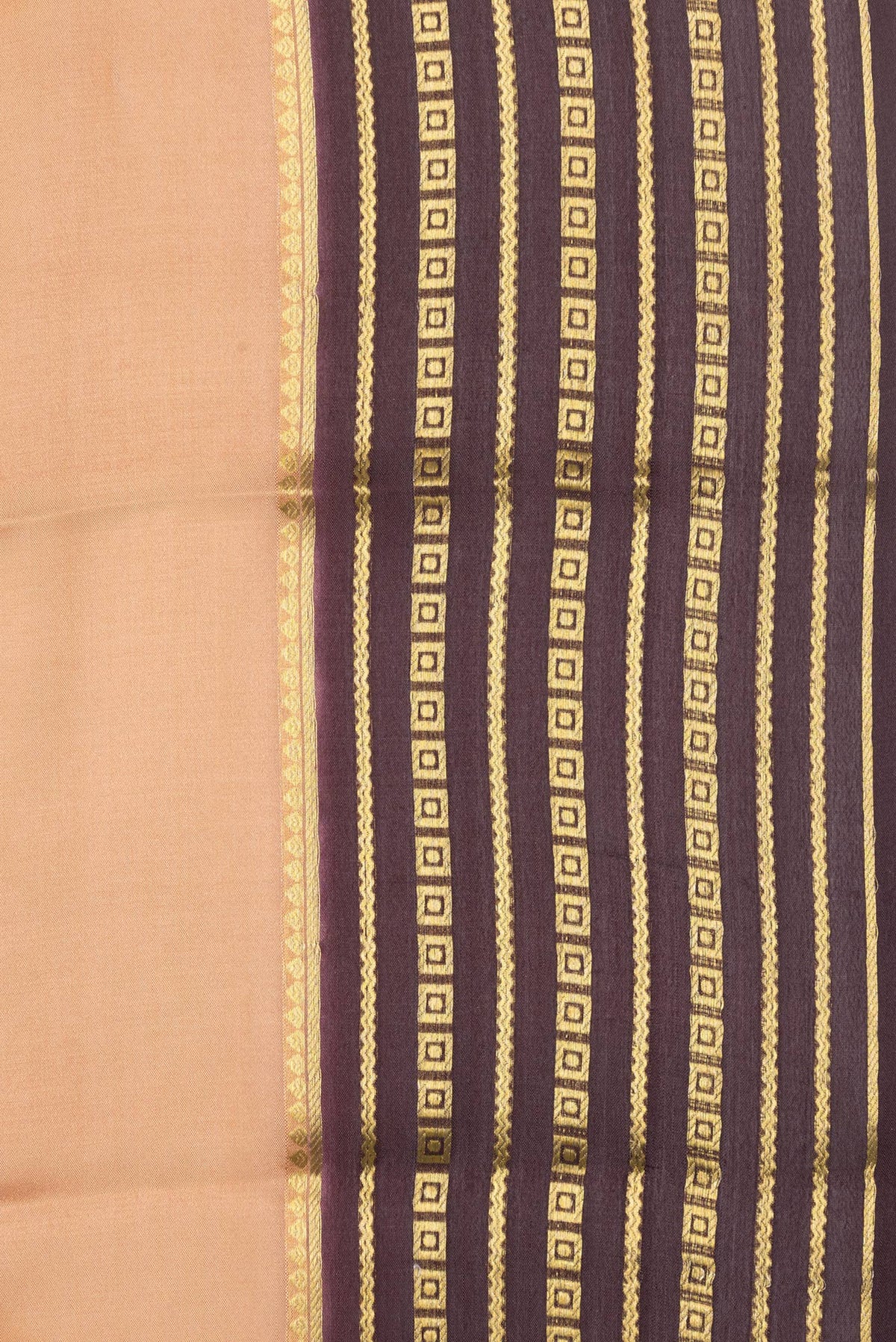 Border image of Sandal Dual Tone Mysore Silk Saree with Plain Body and Zari Border. 