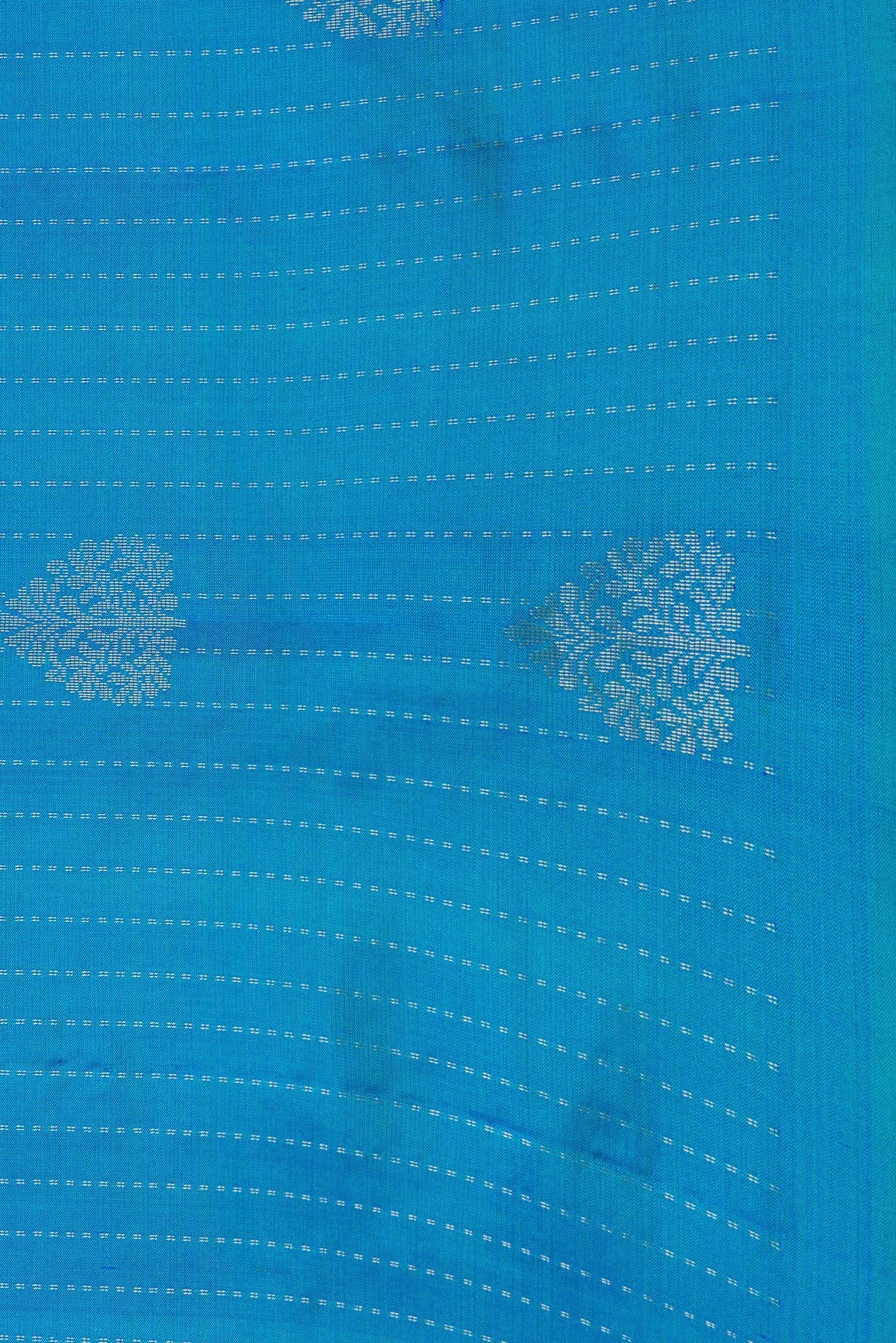 Border image of Peacock Blue Dual Tone Soft Silk Saree with Stripes on the body and Without Border. 