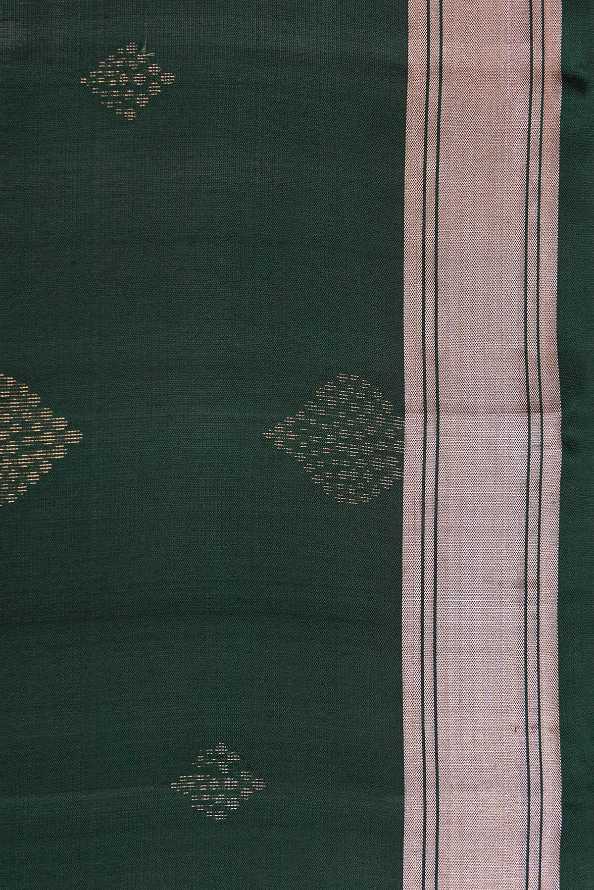Border image of Bottle Green Dual Tone Soft Silk Saree with Zari Butta on the body and Zari Border. 