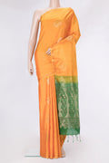 Orange Dual Tone Soft Silk Saree with Zari Butta on the body and Zari Border.  displayed on a mannequin