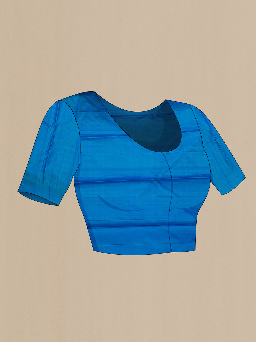 Close up image of the blouse of Navy Blue Dual Tone Kanchipuram Silk Saree with Stripes on the body and Fancy Border. 