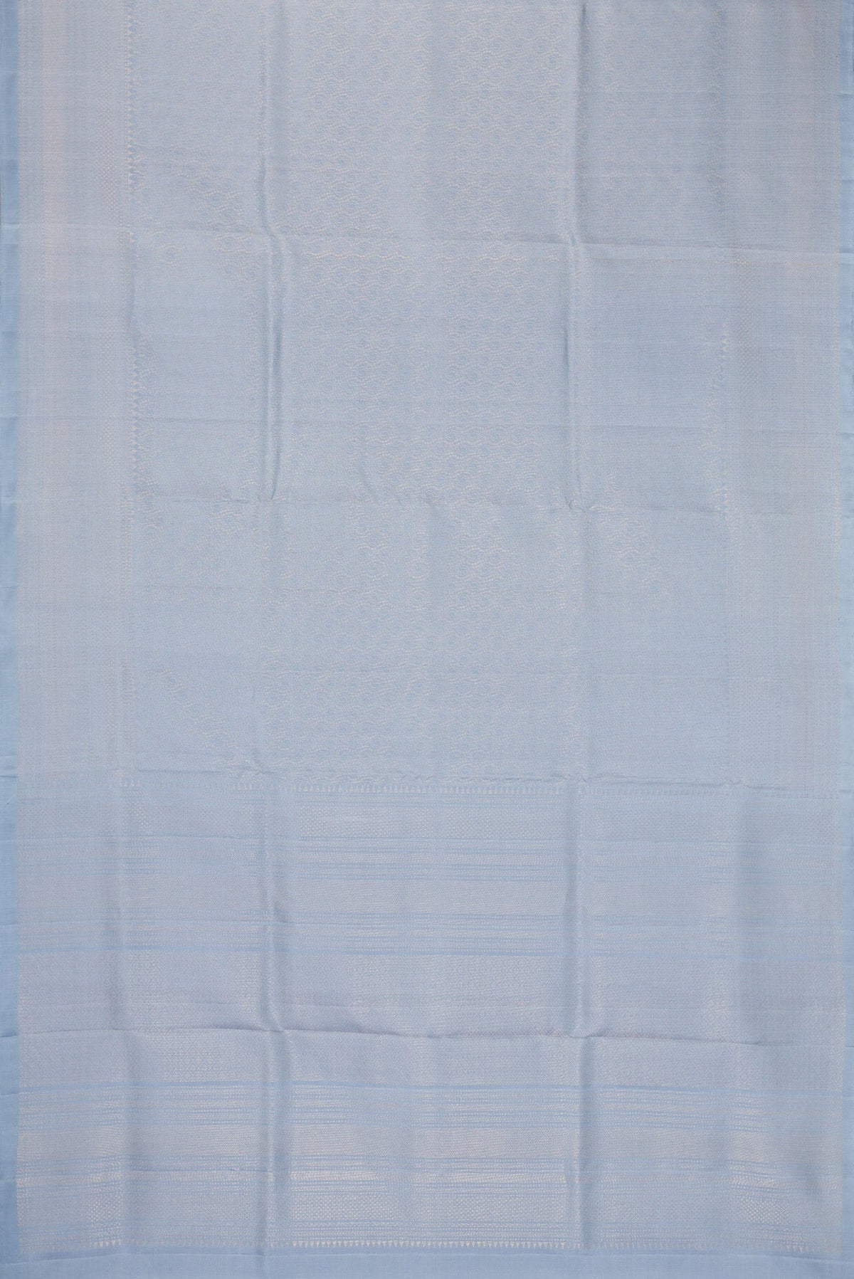 Flat view of Grey Dual Tone Soft Silk Saree with Zari Brocade on the body and Zari Border. 