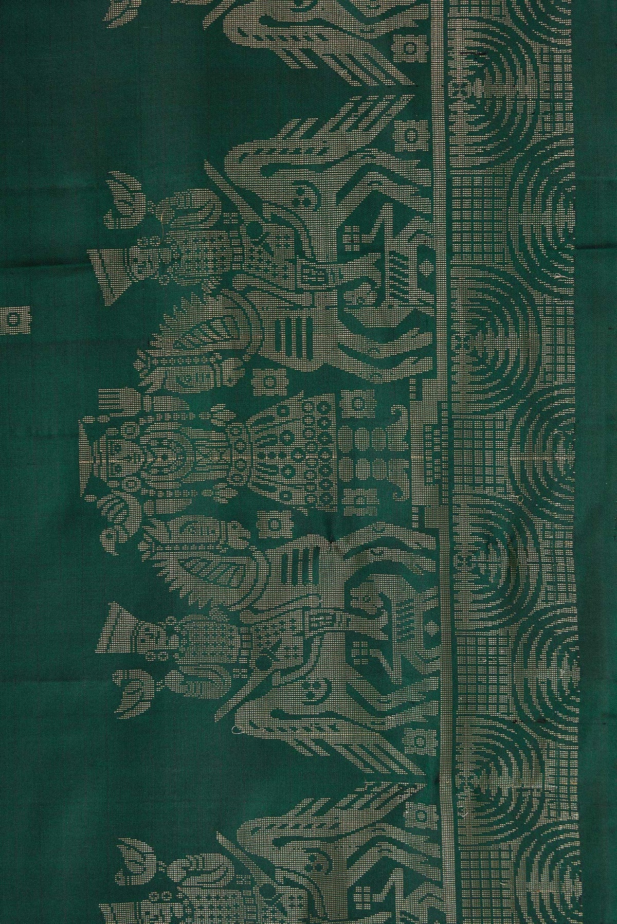 Border image of Bottle Green Dual Tone Soft Silk Saree with Zari Butta on the body and Fancy Border. 