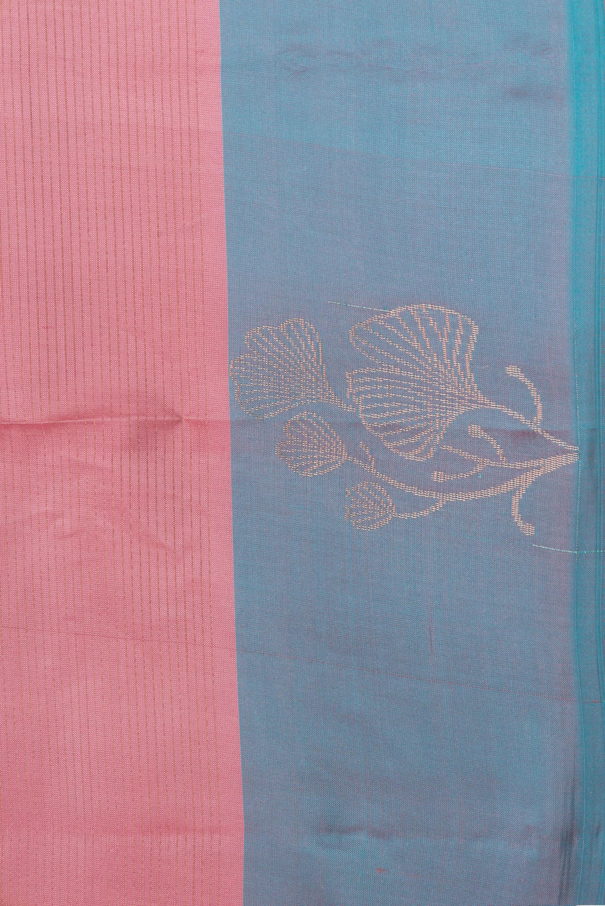 Border image of Pink Dual Tone Soft Silk Saree with Stripes on the body and Fancy Border. 