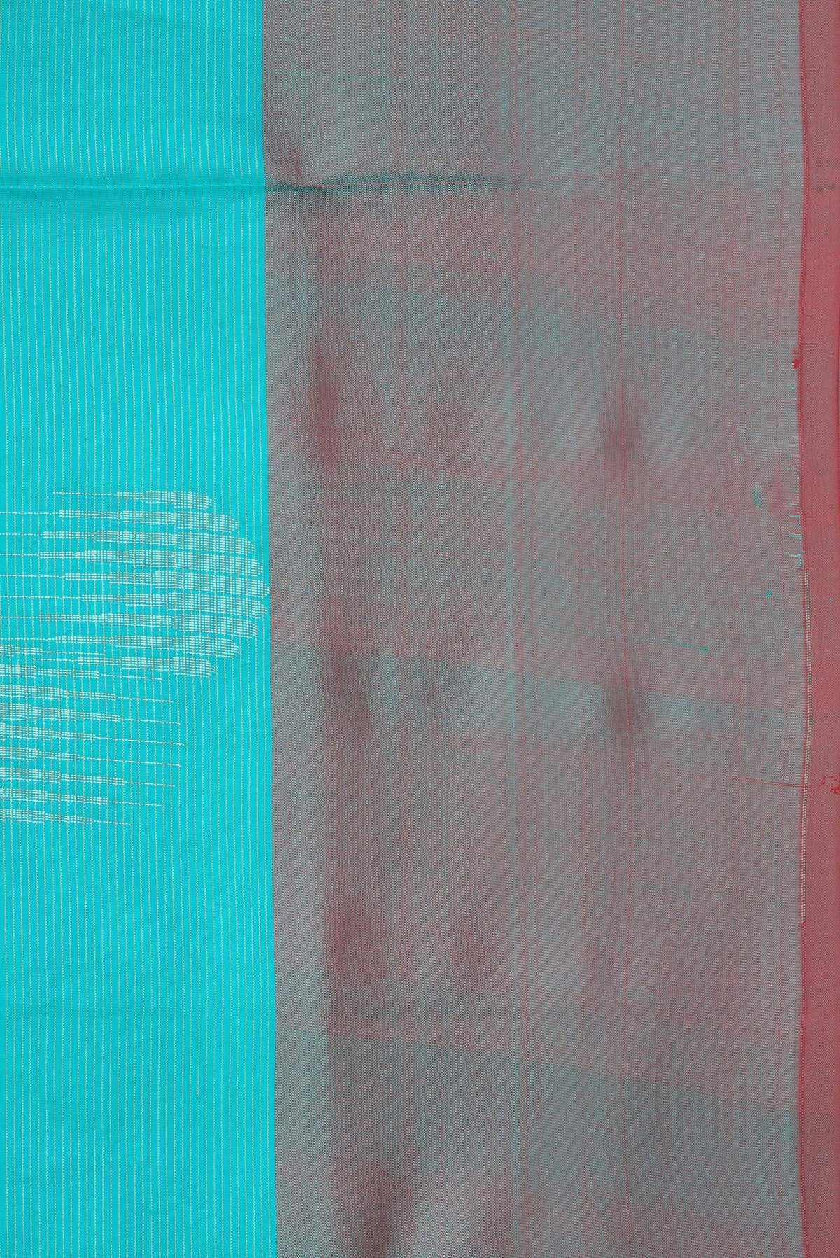Border image of Sky Blue Dual Tone Soft Silk Saree with Stripes on the body and Fancy Border. 