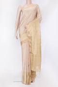 Beige Dual Tone Soft Silk Saree with Zari Butta on the body and Fancy Border.  displayed on a mannequin