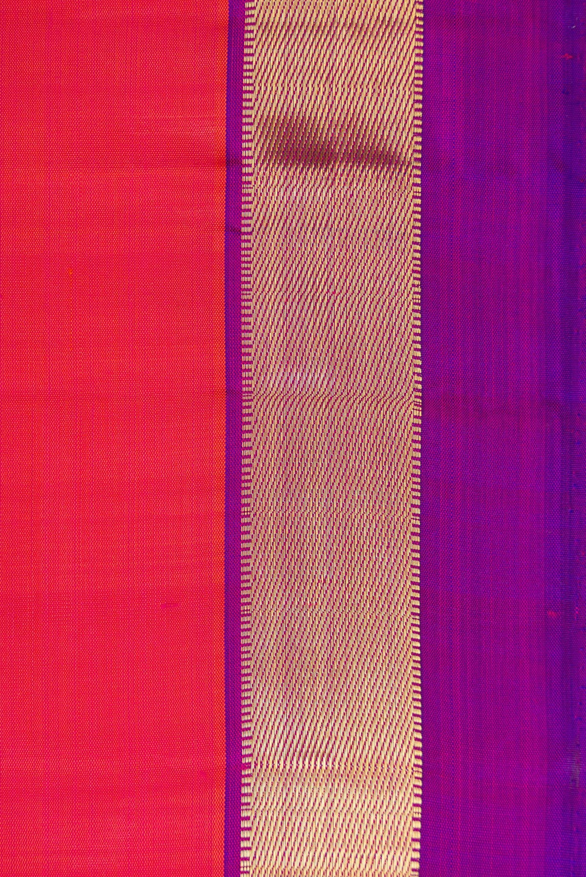 Border image of Coral Dual Tone Kanchipuram Silk Saree with Zari Butta on the body and Zari Border. 