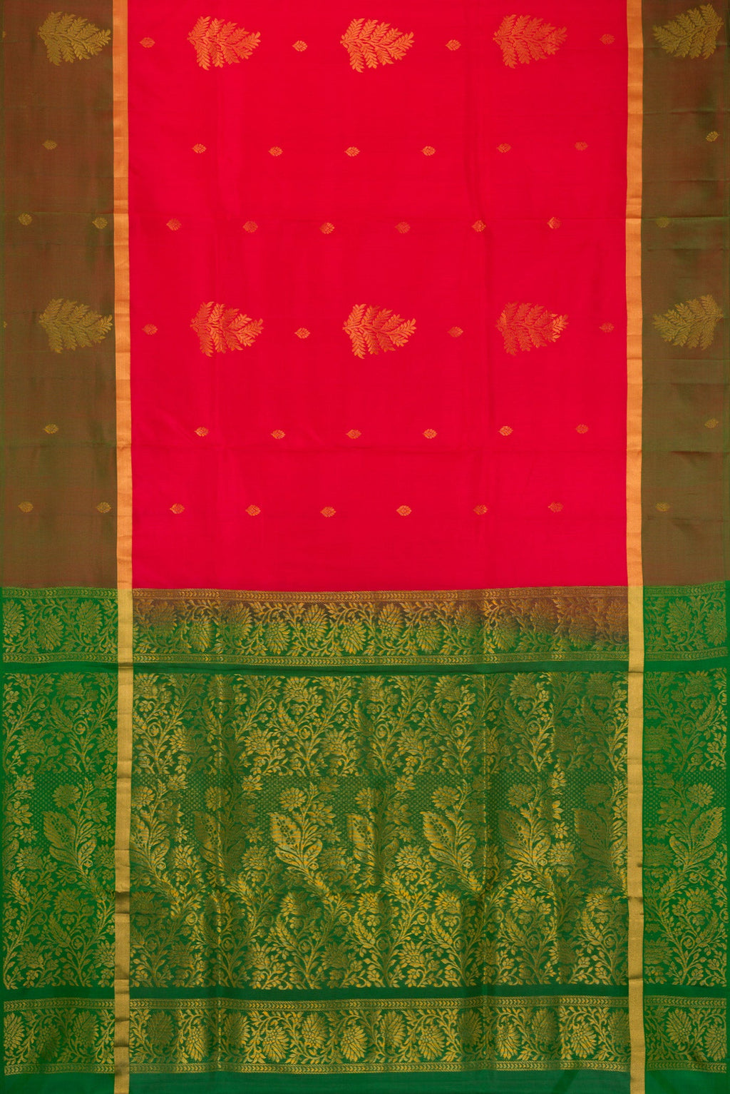 Pink Soft Silk Saree with Zari Butta on the body and Fancy Border.  displayed on a mannequin