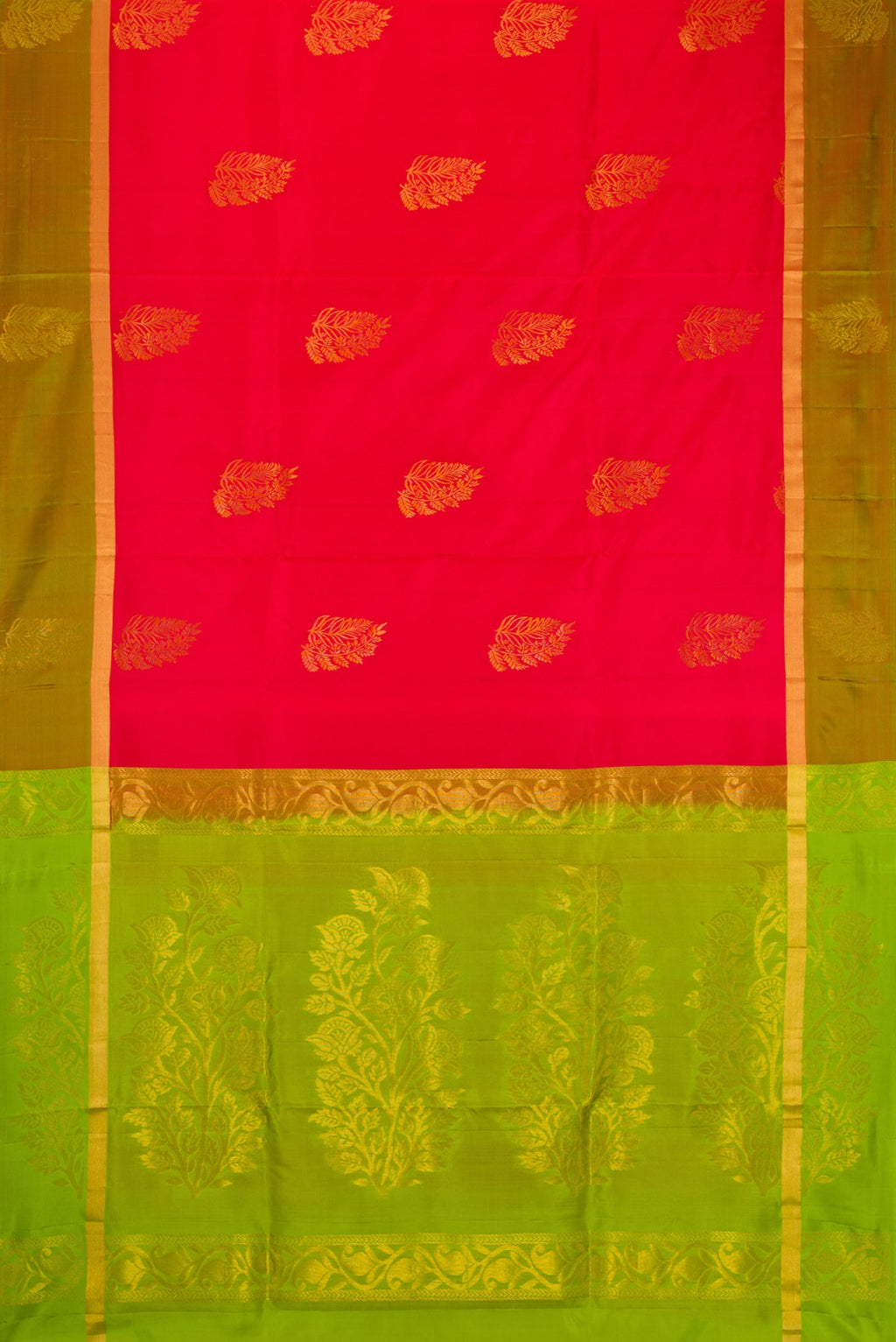 Pink Soft Silk Saree with Zari Butta on the body and Fancy Border.  displayed on a mannequin
