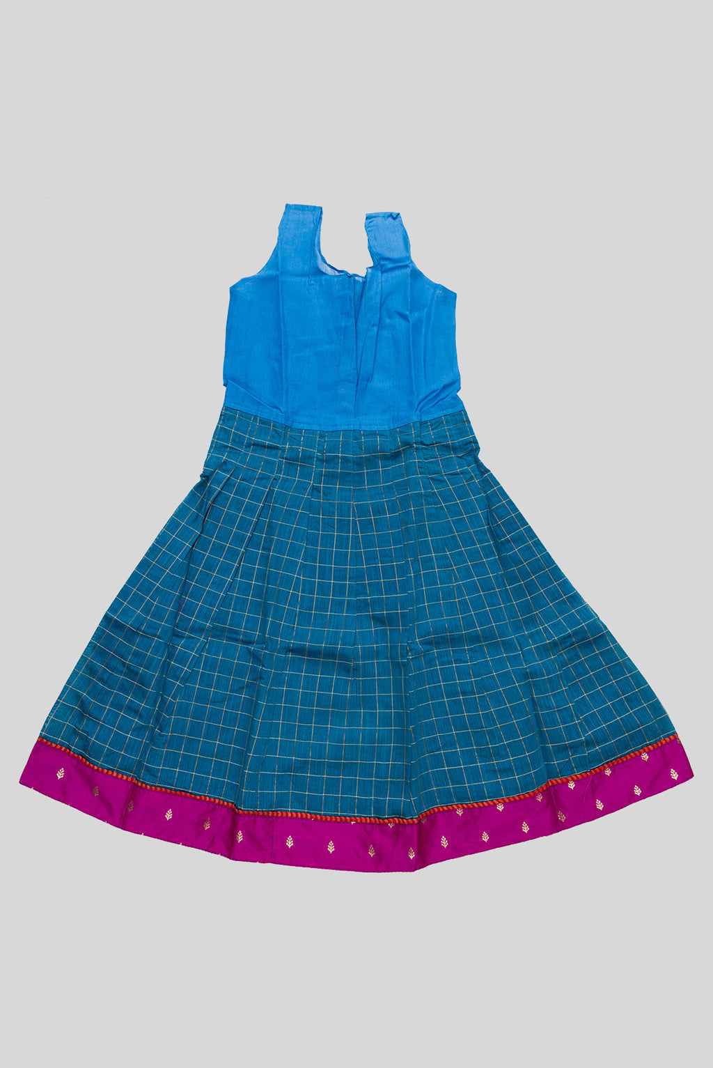 Skirt Image of Purple Readymade Cotton Pavadai Set with Zari Butta on the body and Zari Border