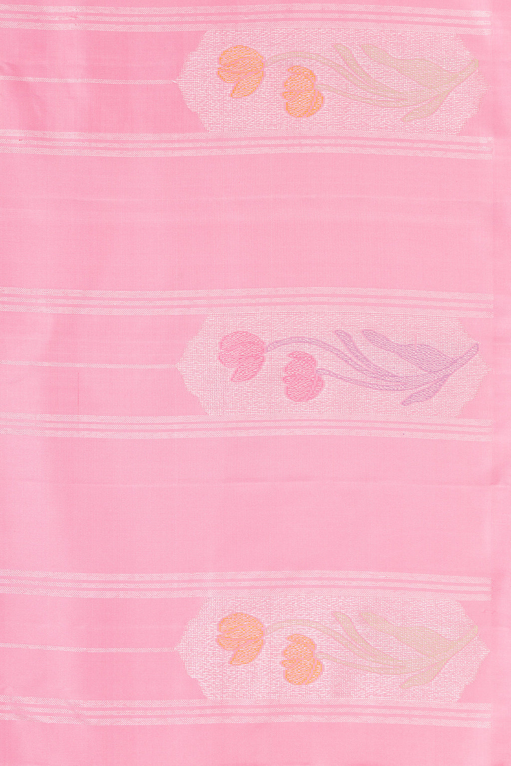 Border image of Pure Silk Pure Zari Pink Dual Tone Kanjivaram Saree with Stripes on the body and Fancy Border. 